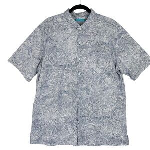 Tori Richard Tendensea Short Sleeve Cotton Lawn Camp Shirt XL Blue White